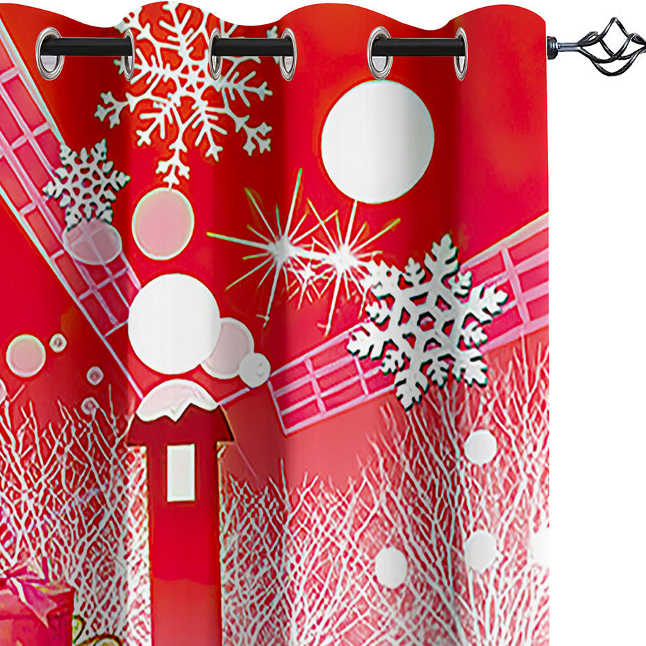 Santa Claus 3D Print Christmas Red Curtains Polyester Blackout Custom Christmas Curtains for Living Room and Bedroom