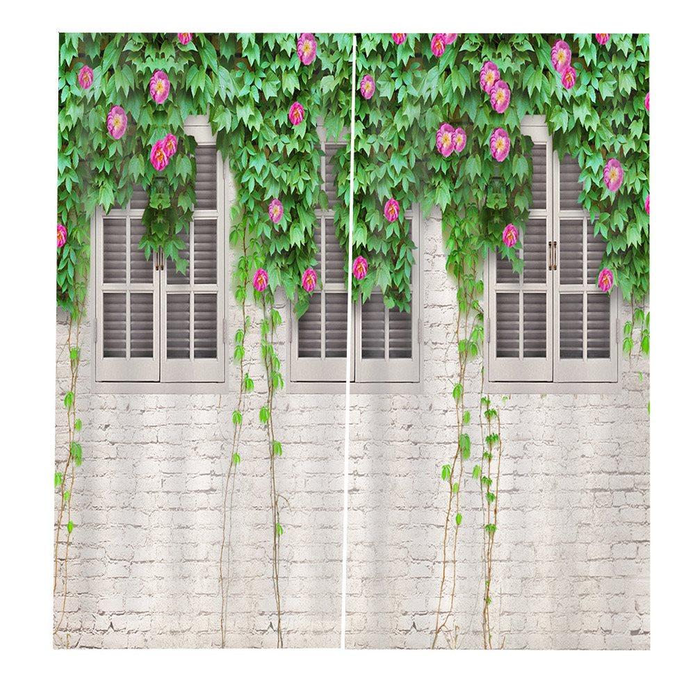 3D Printed Green Plant Blackout Floral Scenery Curtains Custom 2 Panels Drapes for Living Room Bedroom No Pilling No Fading No off-lining Polyester