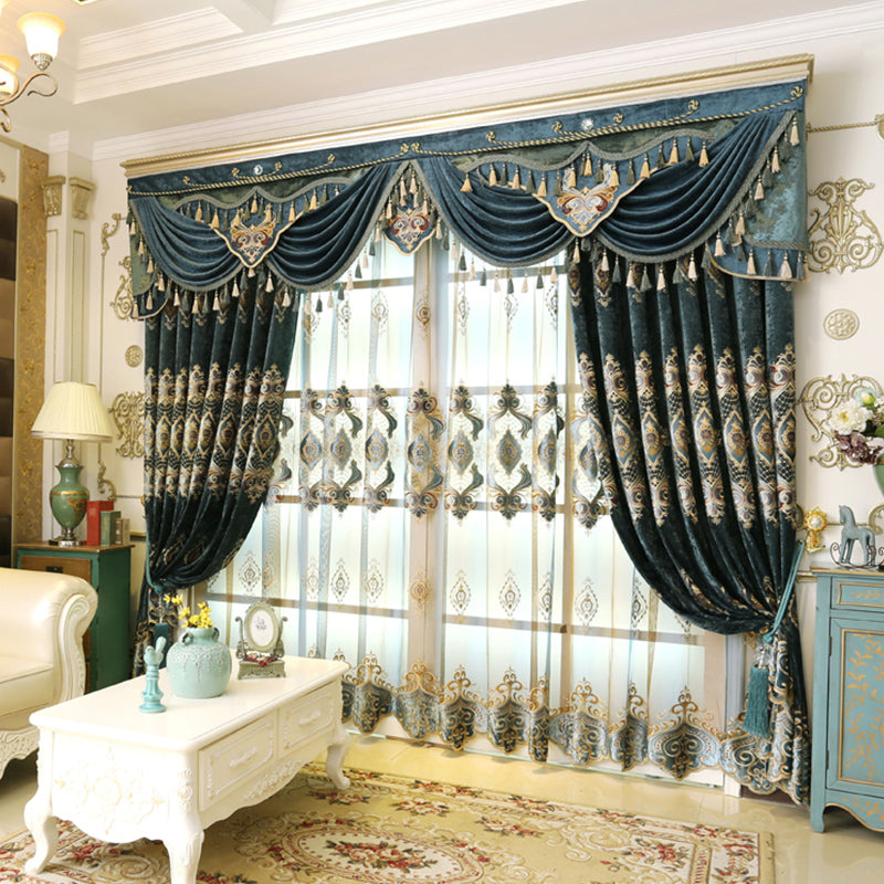 Luxury and Elegant Navy Blue Voile Polyester Sheer Curtain for Living Room and Bedroom Decorative Custom No Pilling No Fading No off-lining Net Curtain