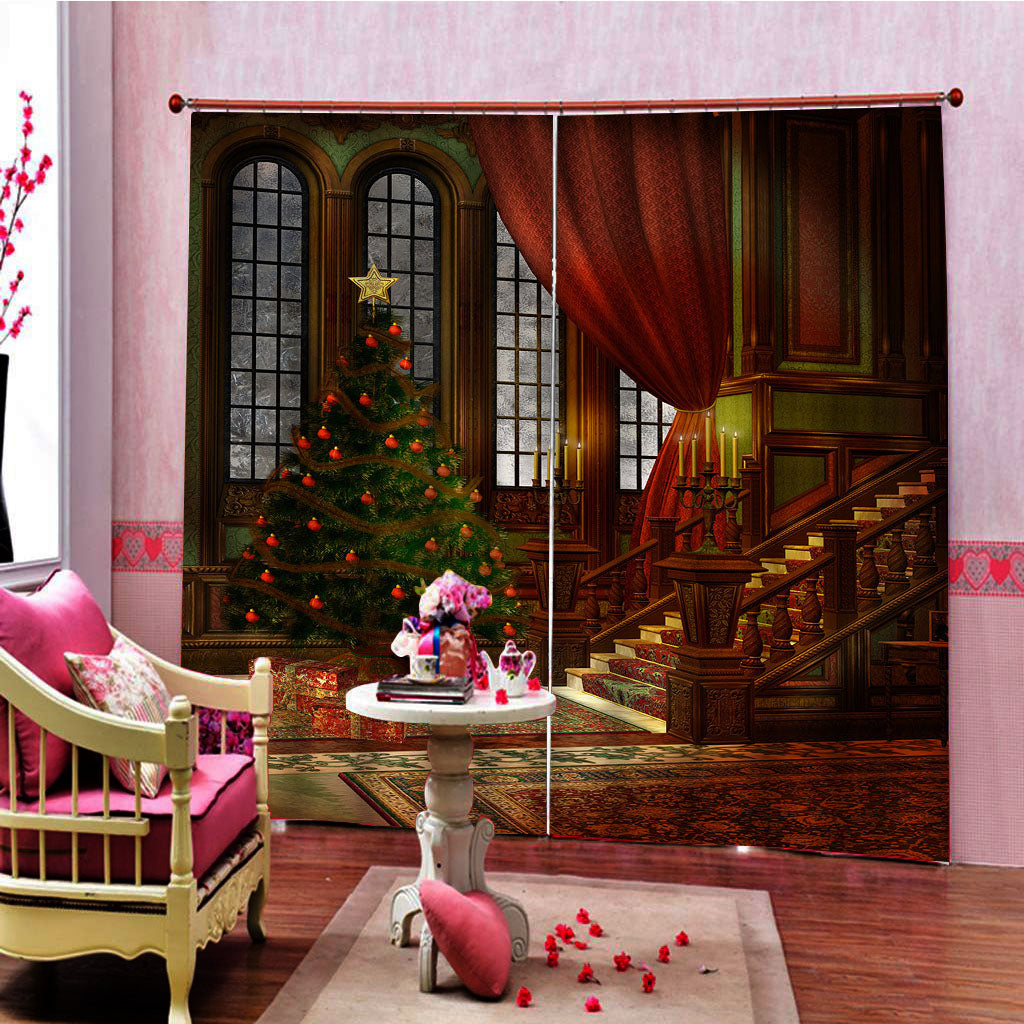 Christmas Classic 3D HD Print Blackout and Decorative Living Room Curtain