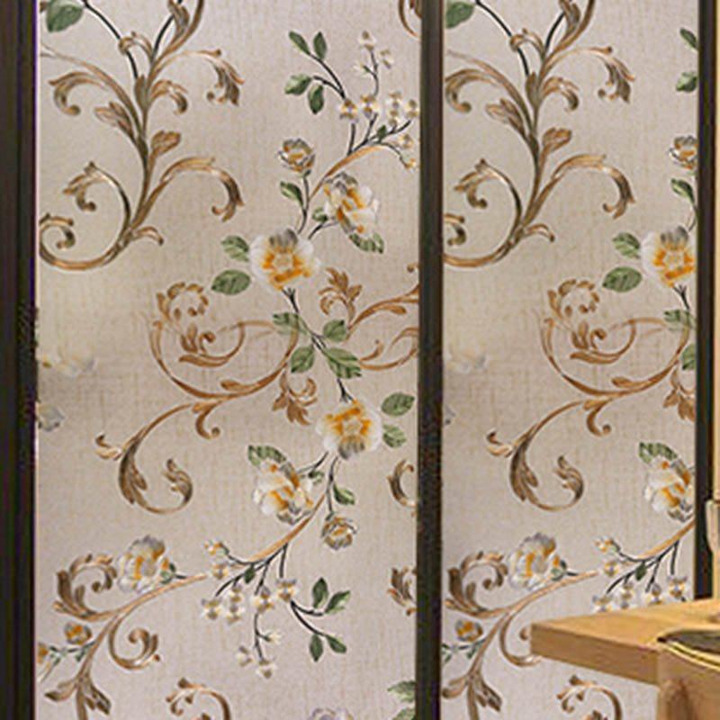 Opaque and Frosted Flowers Blossom Print Window Film Bathroom Film 40*200cm 60*200cm Water-proof and Dust-proof Good Privacy Environment-friendly and Pollution-free Material