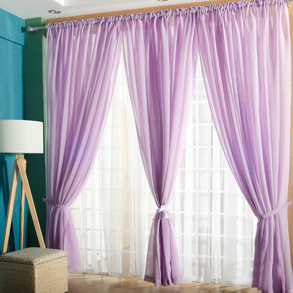 Concise Solid Purple One Panels Custom Sheer Curtain