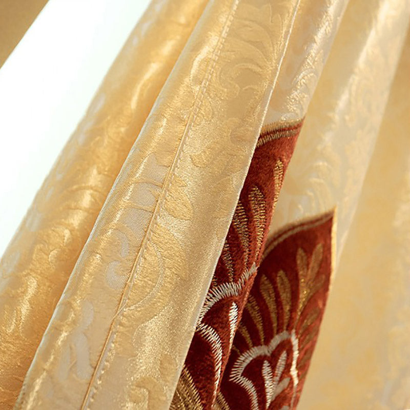 Luxury Window Curtains Floral Embroidery Hollowed-out Blackout Curtains and Sheer for Living Room Custom 2 Panels Gold Drapes