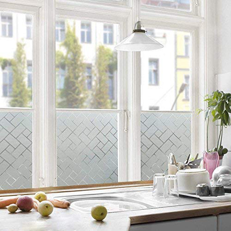 Plaid Stained Glass Window Film Static Privacy Film for Home