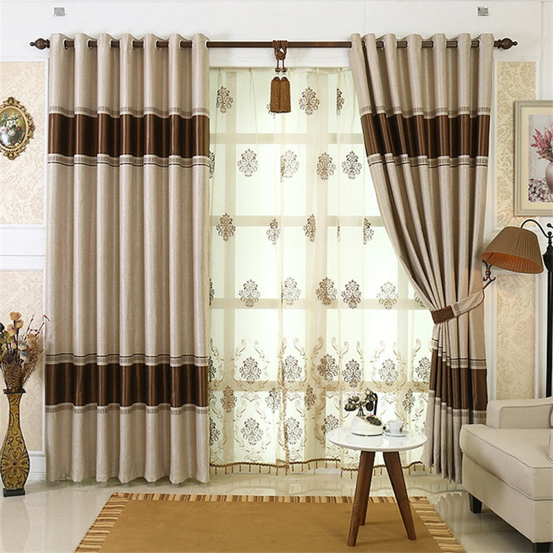 Warm Color Dust-Proof Grommet Shading Curtains Modern Polyester Blackout Curtain Drapes Breathable Sheer