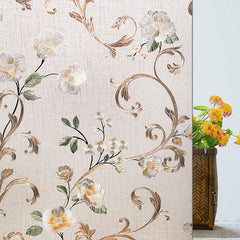 Opaque and Frosted Flowers Blossom Print Window Film Bathroom Film 40*200cm 60*200cm Water-proof and Dust-proof Good Privacy Environment-friendly and Pollution-free Material