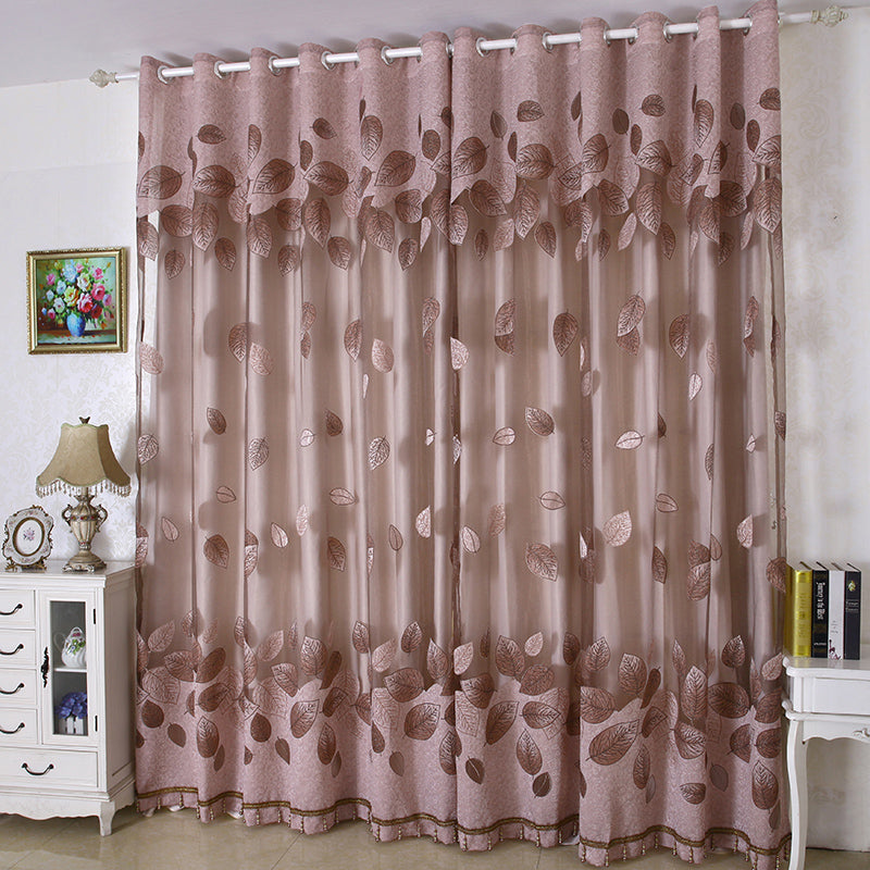 Rose-gold European Style Burnout and Embroidered Floral Blackout Curtains