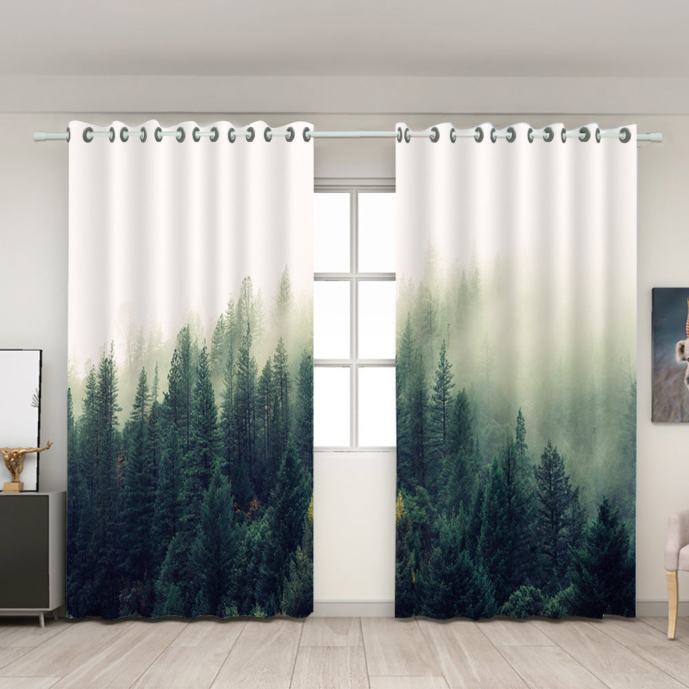 New Arrival 3D Print Blackout Curtains Tree Forest Modern Custom 2 Panels Drapes for Living Room Bedroom 2 Panels Grommet Top