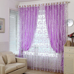 Decoration Fresh Style Flower Printing Shading Cloth and Sheer Curtain Sets