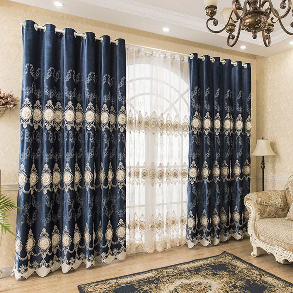 European High-end Embroidery Floral Sheer Curtains for Living Room Bedroom Decoration Custom 2 Panels Breathable Voile Drapes No Pilling No Fading No off-lining Polyester