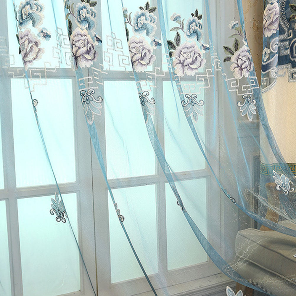 Blackout Curtains Floral Hollow-out Embroidery Window Curtains European Elegant Shading Curtains Sheer for Living Room Bedroom Decoration Custom 2 Panels