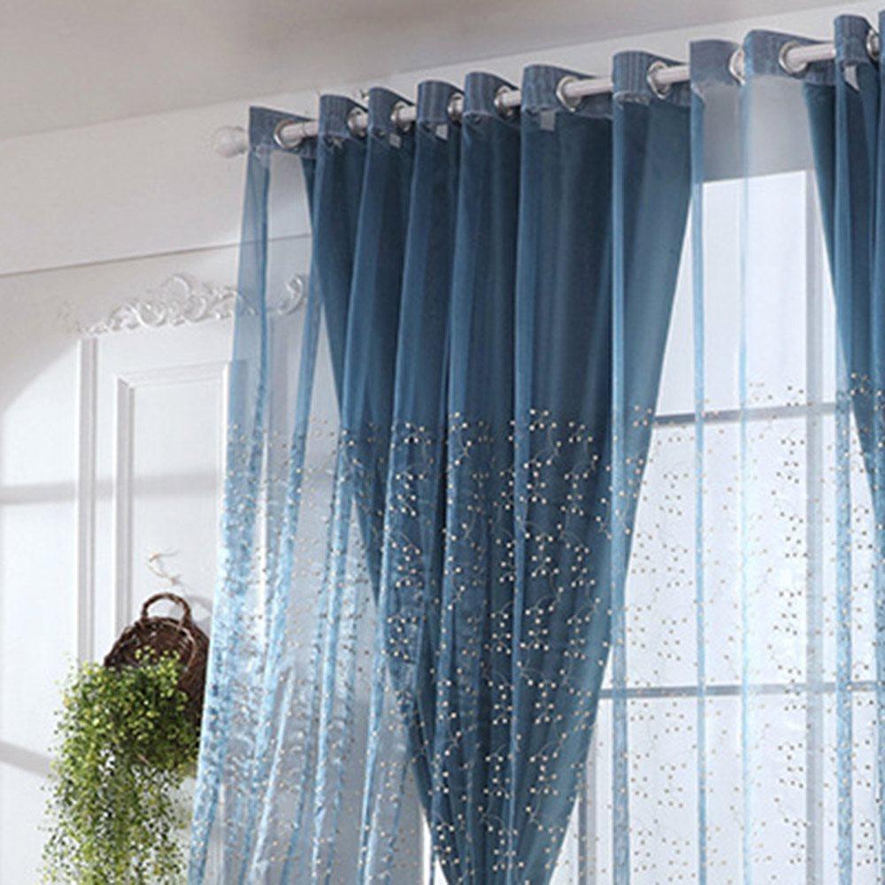 Modern Lace Curtain Sets Sheer and Lining Blackout Curtain Polyester Blackout for Living Room Bedroom Decoration