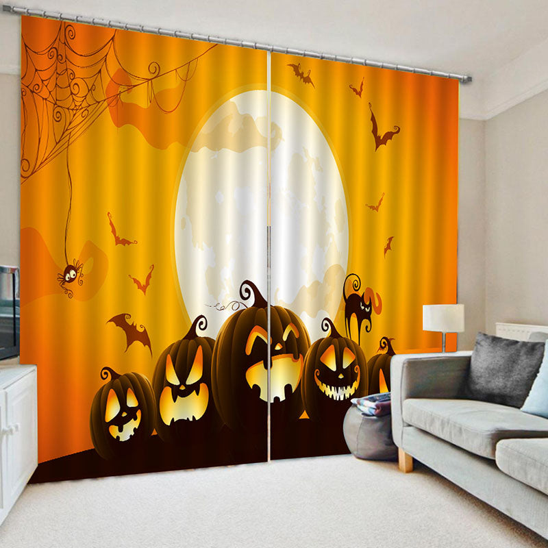 3D Halloween Cartoon Creative Printed Blackout Decoration Window Curtains Custom 2 Panels Drapes No Pilling No Fading No off-lining