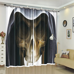 Skull Pattern 3D Polyester Custom Halloween Scene Curtain For Living Room