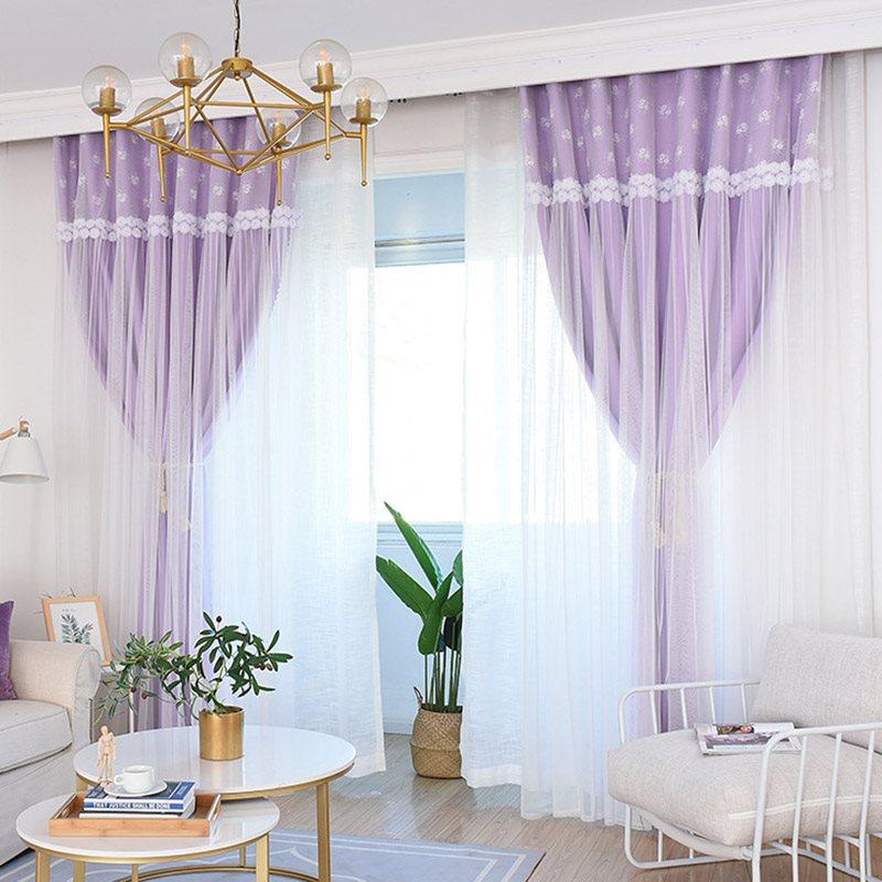 Princess Decoration Blackout Custom Curtain Sets for Living Room Bedroom Sheer and Shading Curtain