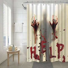 Halloween Shower Curtain Liner Window Curtains Help Me with Bloody Hands for Halloween Decorations Theme Decor Props Bathroom Waterproof Mouldproof 5 Sizes Available