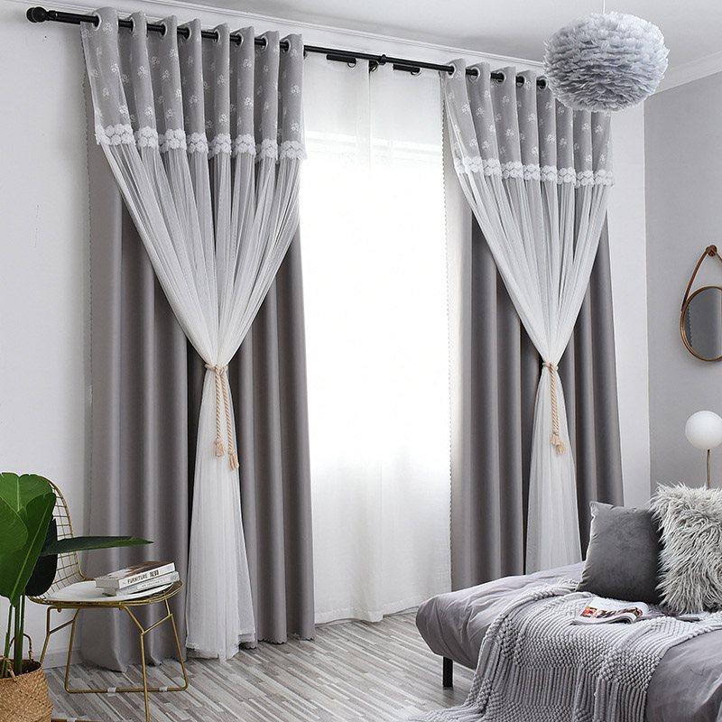 Princess Decoration Blackout Custom Curtain Sets for Living Room Bedroom Sheer and Shading Curtain