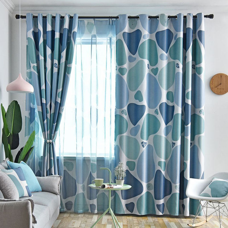 Modern Nordic Style Color Block Blackout Curtains for Living Room Bedroom No Pilling No Fading No off-lining Machine Wash Accepted