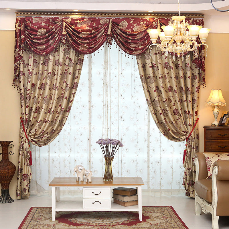 Elegant Window Curtains Double Side Jacquard Effect Curtain Panels For Living Room Custom Blackout Curtain Sheer Valance