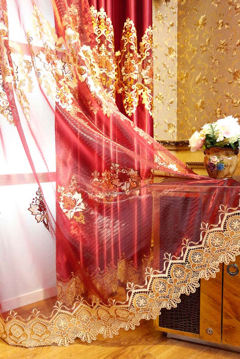 Red Classical Pattern High Quality Polyester Curtain