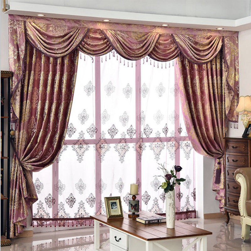 Shading Curtain Decorative and Blackout Polyester Embroidered Luxury European Style 3 Colors Curtain Valance