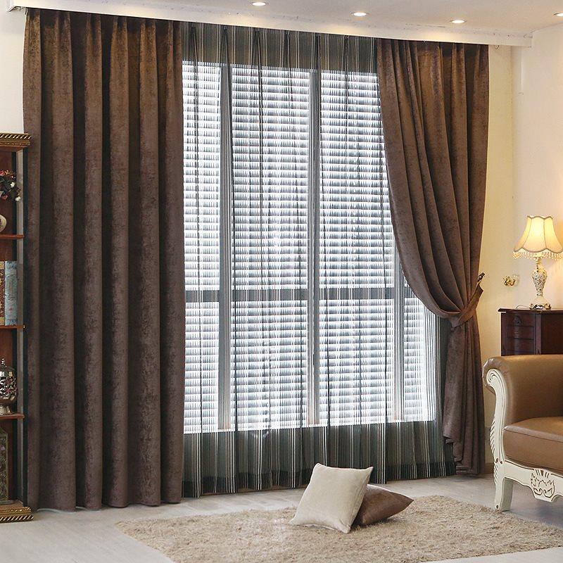 Window Curtains Modern Simple Style European Decorative Blackout Hook Curtains for Living Room Bedroom