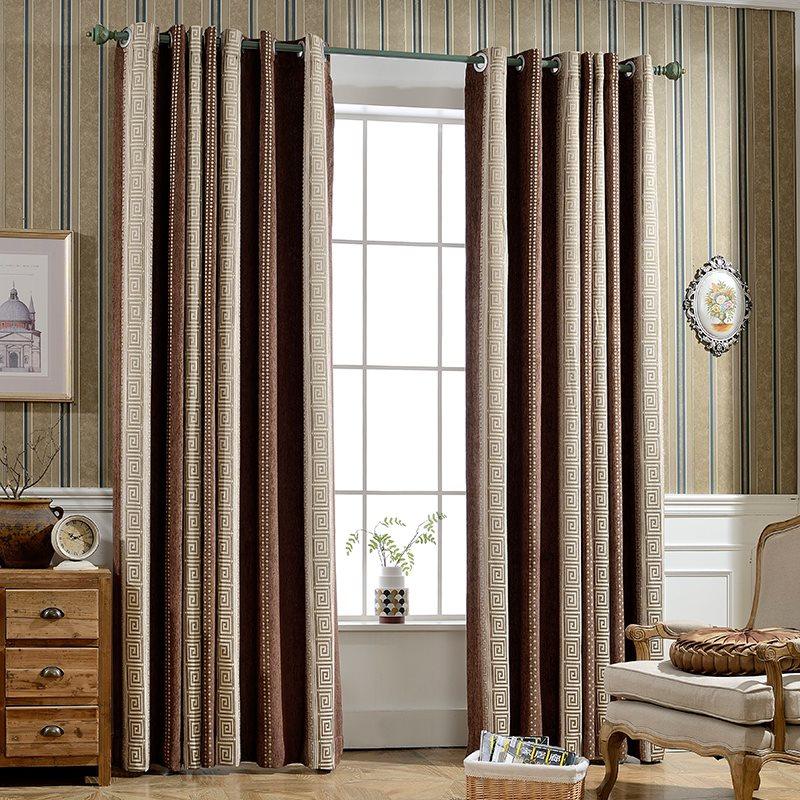 Chenille Mixed Color Pencil Pleat Blackout Custom Curtains for Living Room Bedroom