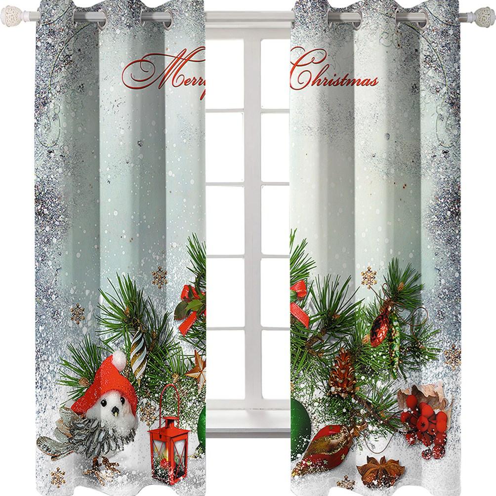 3D Blackout Curtains Christmas Tree and Bell  Xmas Print Window Curtains for Living Room Bedroom Window Drapes 2 Panels Set