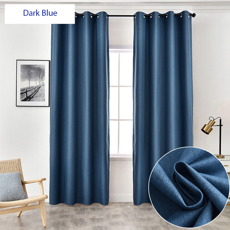 Modern Window Curtains Chenille Plain Dark Blue Blackout Curtains for Living Room Bedroom Curtain Custom 2 Panels Drapes Decoration Heat insulation Sun Protection