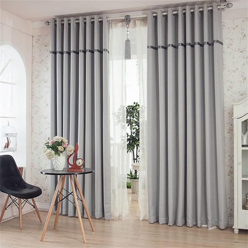 Grey Plain Simple Modern Blackout Curtains Linen for Living Room Bedroom Curtain Custom 2 Panels Drapes Decoration No Pilling No Fading No off-lining Heat insulation Sun Protection