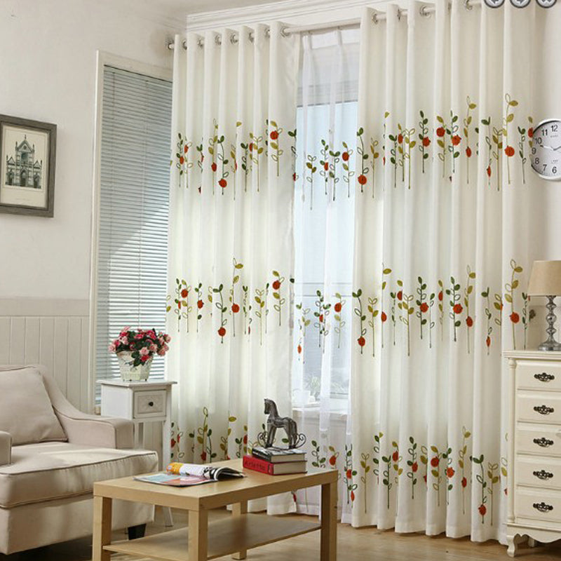 Rural Pastoral Little Ladybug Pattern Embroidered Curtains Advanced Custom Curtains for Kids Bedding Room