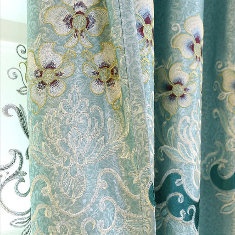 Blackout Embroidered Grommet Curtains Polyester Heat Insulation Decoration Living Room Bedroom Curtain Sets No Pilling No Fading No off-lining