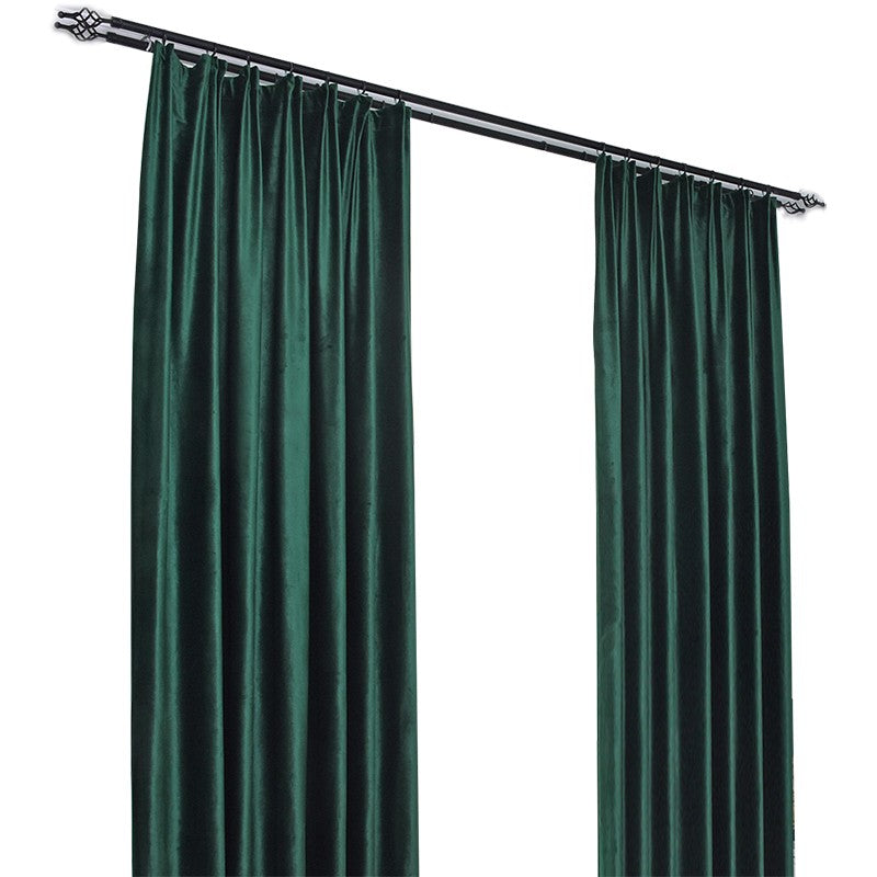 Velvet Plain Window Curtains Dark Green Shading Curtains Double Hook Grommet Top Curtains Custom 2 Panels Drapes for Living Room Bedroom Decoration