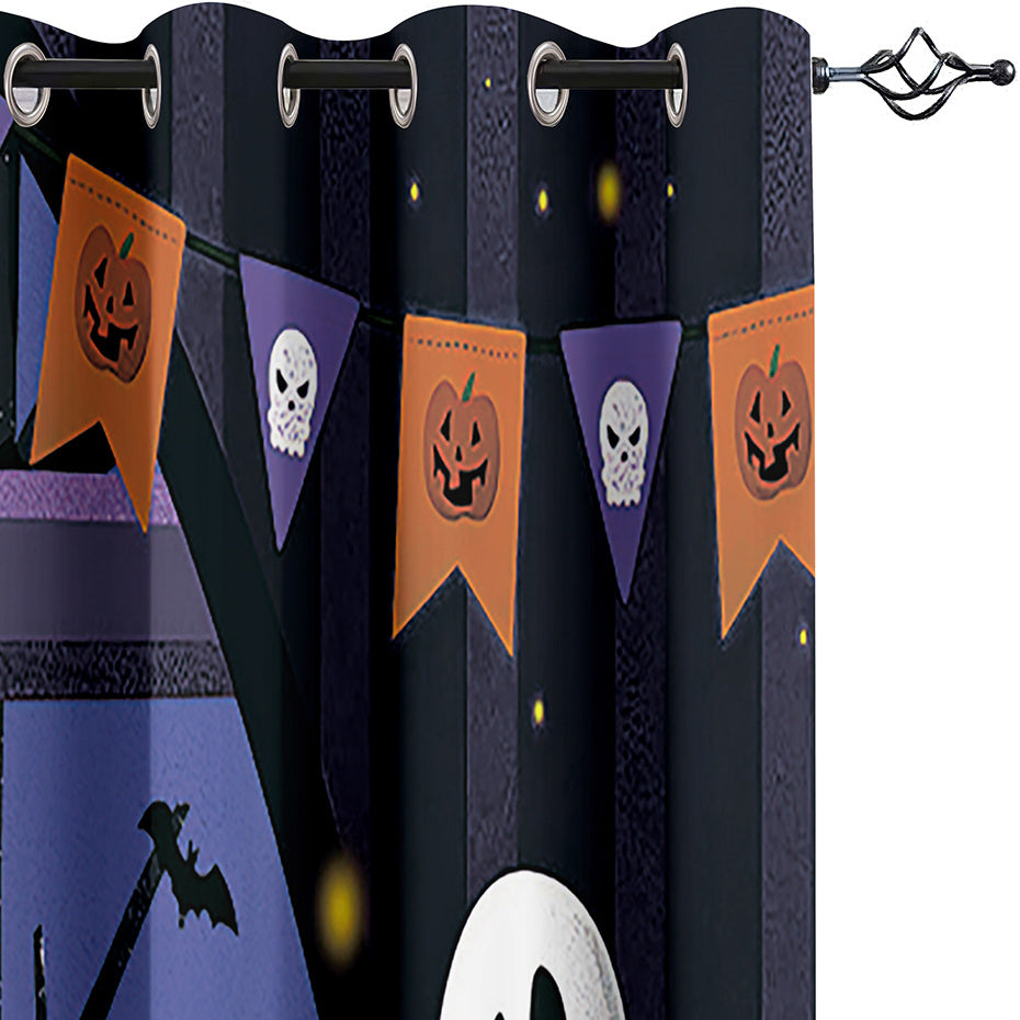 Halloween Pumkin 3D Printed Curtains Blackout Decoration Window Shading Curtain Custom 2 Panels Drapes