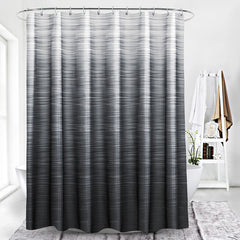 Extra-Thick Mildew Proof Gradient Stripe Pattern Polyester Shower Curtain