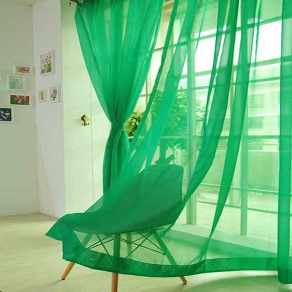 Cost-Effective Pure Colored Jade Green Custom Sheer Curtain