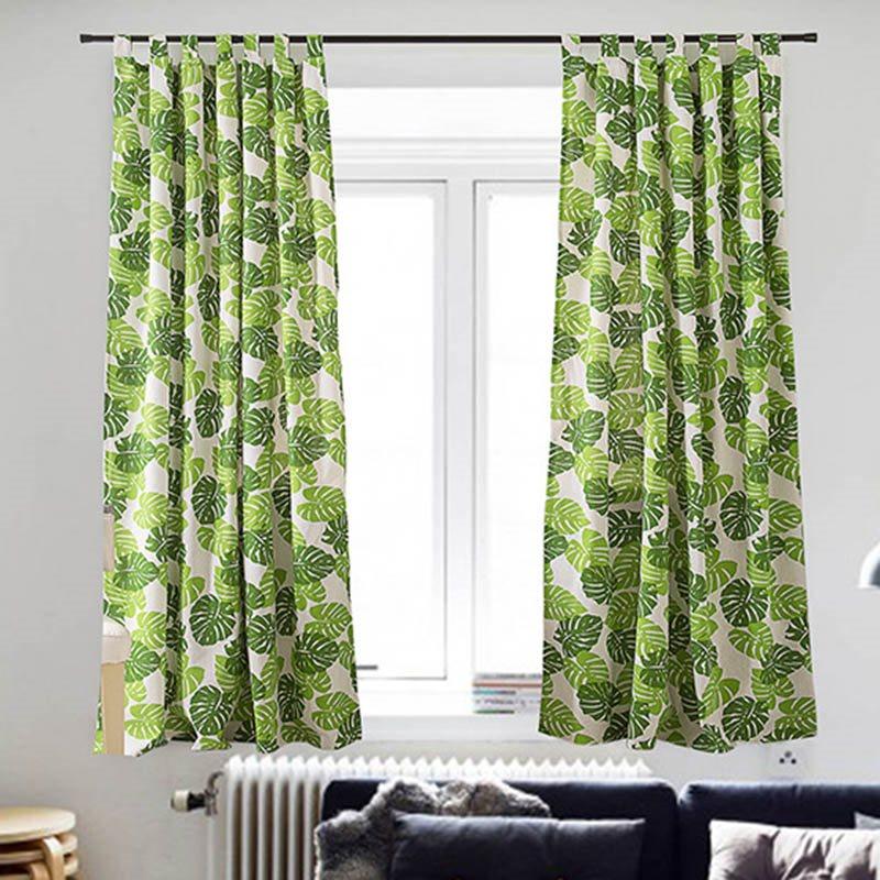 Green Leaves Cartoon Kids Curtain Cotton and Linen Half-shade Curtain Price for 1 Piece