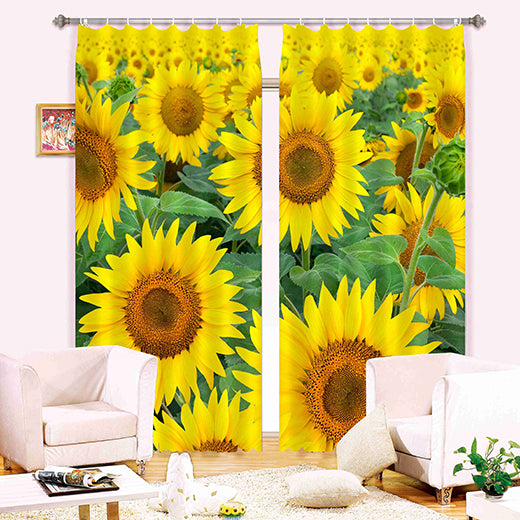 Amazing Sunflower Printing Polyester 3D Curtain