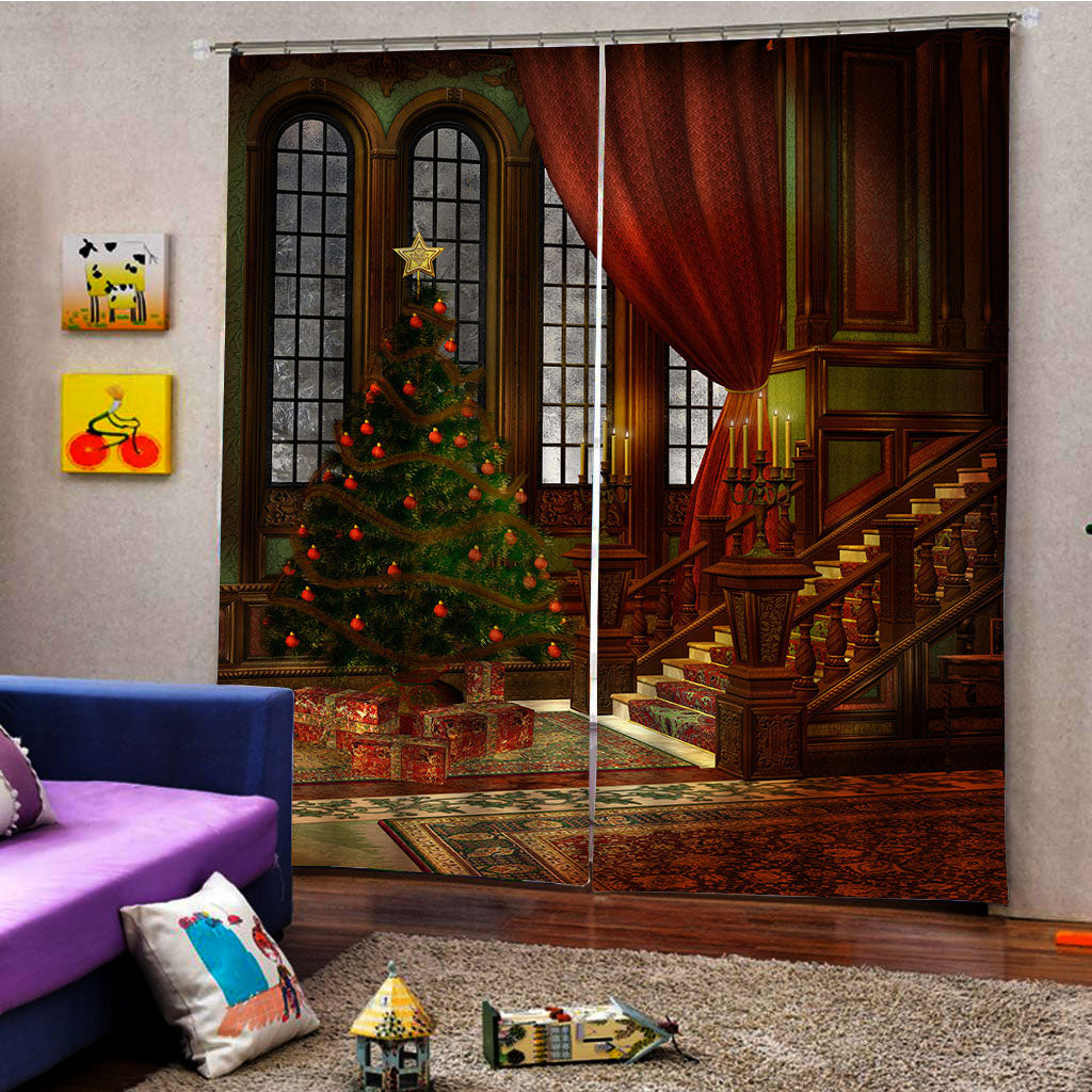 Christmas Classic 3D HD Print Blackout and Decorative Living Room Curtain