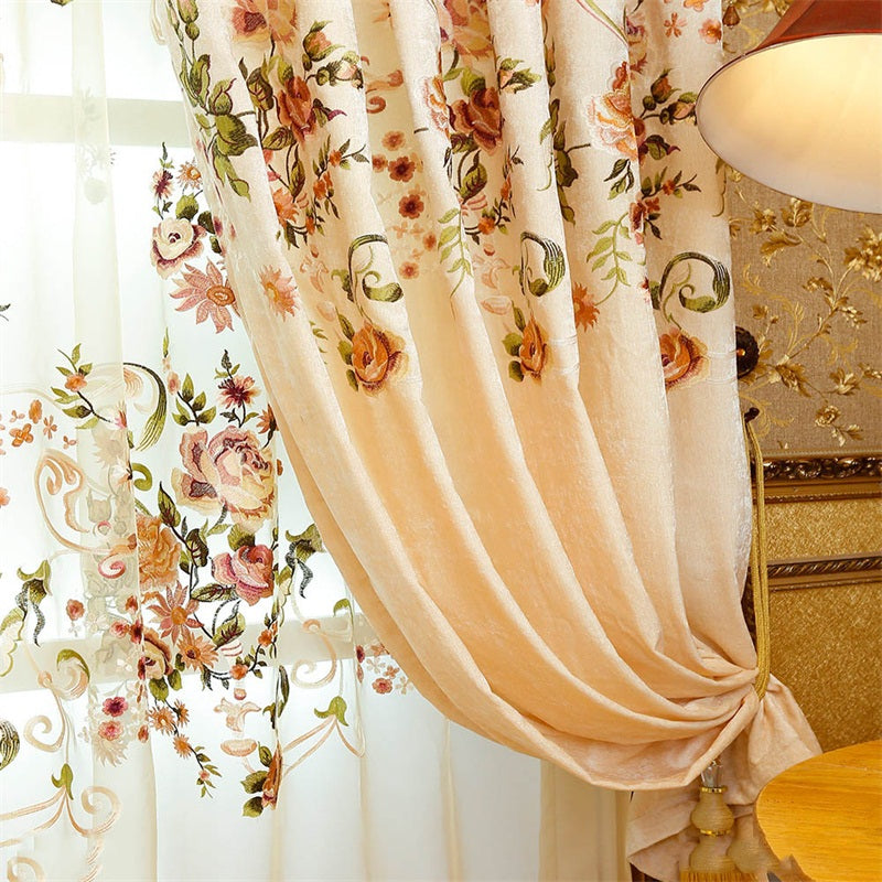 Modern and Pastoral American Style Royal Organza Living Room and Bedroom Sheer Curtain