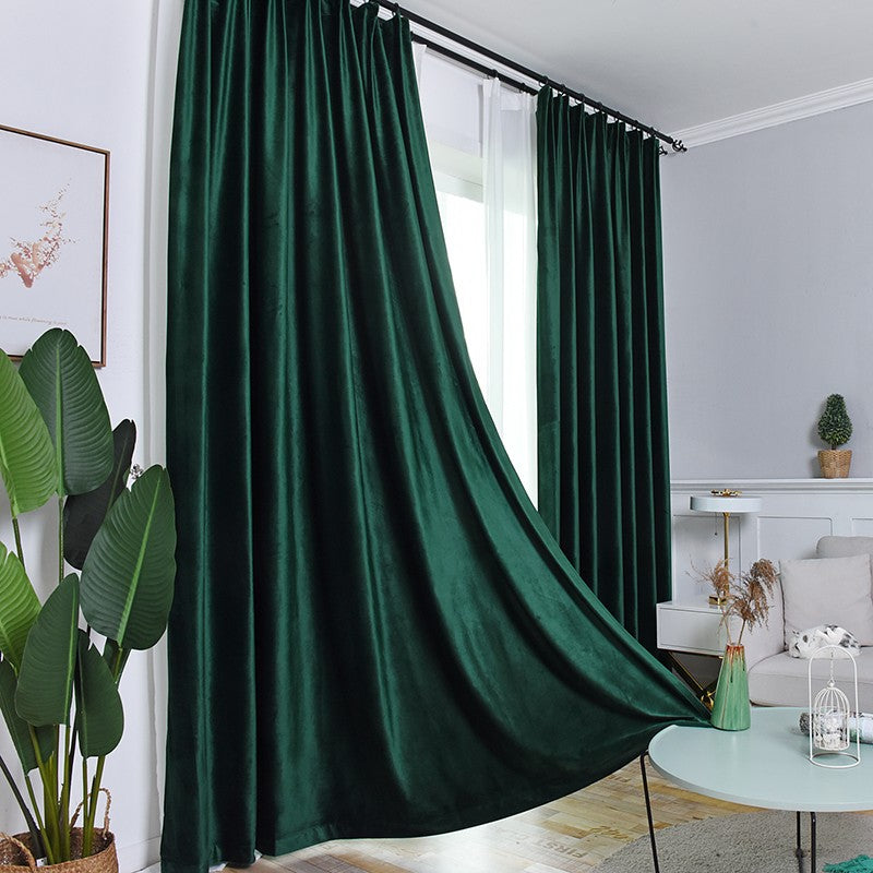 Velvet Plain Window Curtains Dark Green Shading Curtains Double Hook Grommet Top Curtains Custom 2 Panels Drapes for Living Room Bedroom Decoration