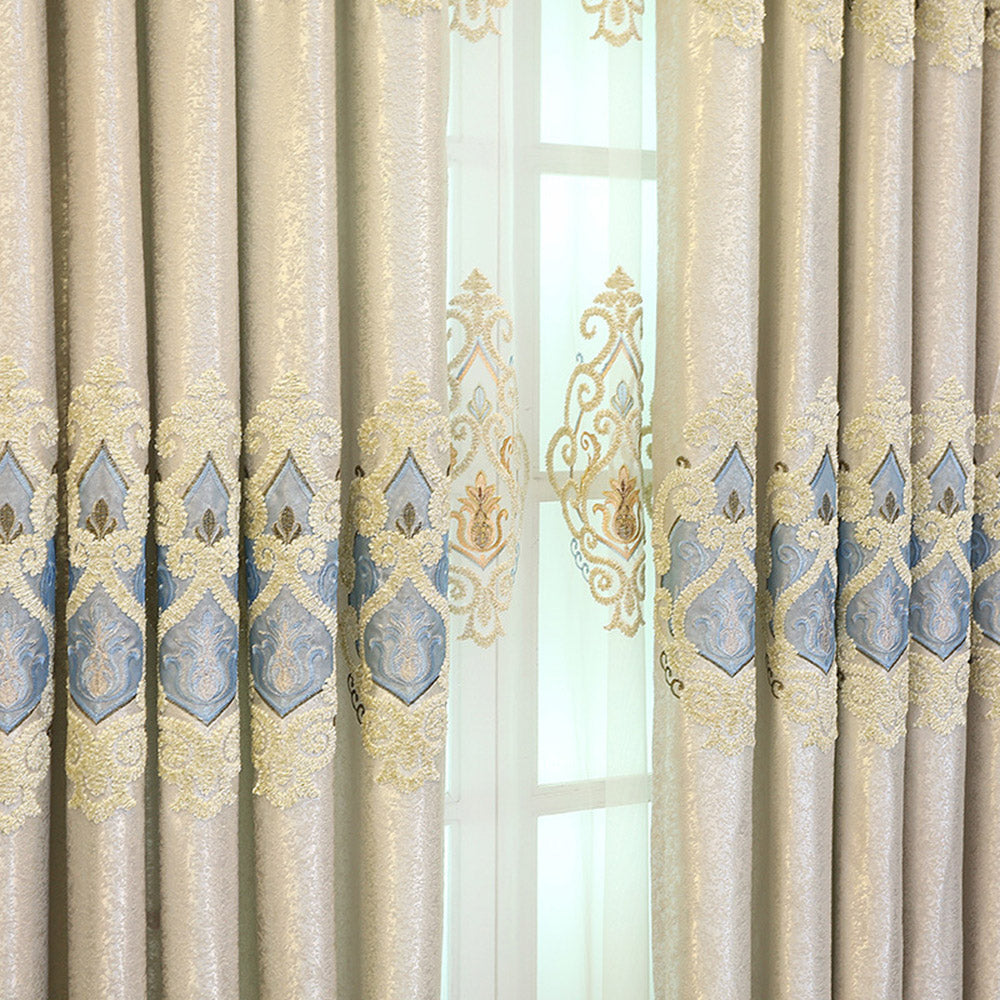 European Elegant Floral Embroidery Baroque Shading Curtains Luxurious Hollow Curtains for Living Room Bedroom Decoration Custom 2 Panels Drapes No Pilling No Fading No off-lining Chenille