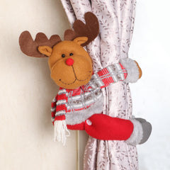 Christmas Curtain Buckle Tie Back 1 Pair Santa Snowman Deer Holdback Fastener Buckle Clamp Window Decorations Christmas Ornaments Home Holiday Decor