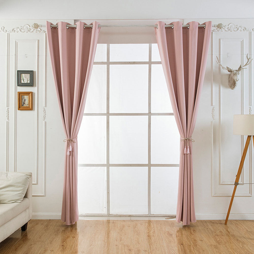 Modern Pink Plain Simple Blackout Curtains for Living Room Bedroom Curtain Custom 2 Panels Drapes Decoration No Pilling No Fading No off-lining Heat insulation Sun Protection