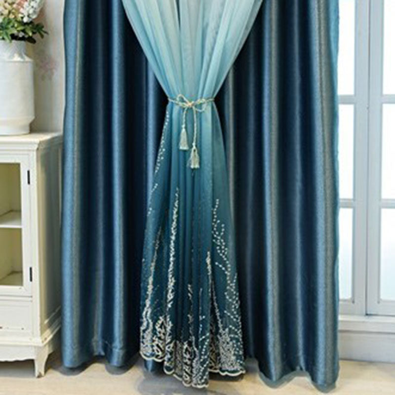 Custom European Decoration Blackout Sheer and Lining Curtain Sets for Living Room Bedroom