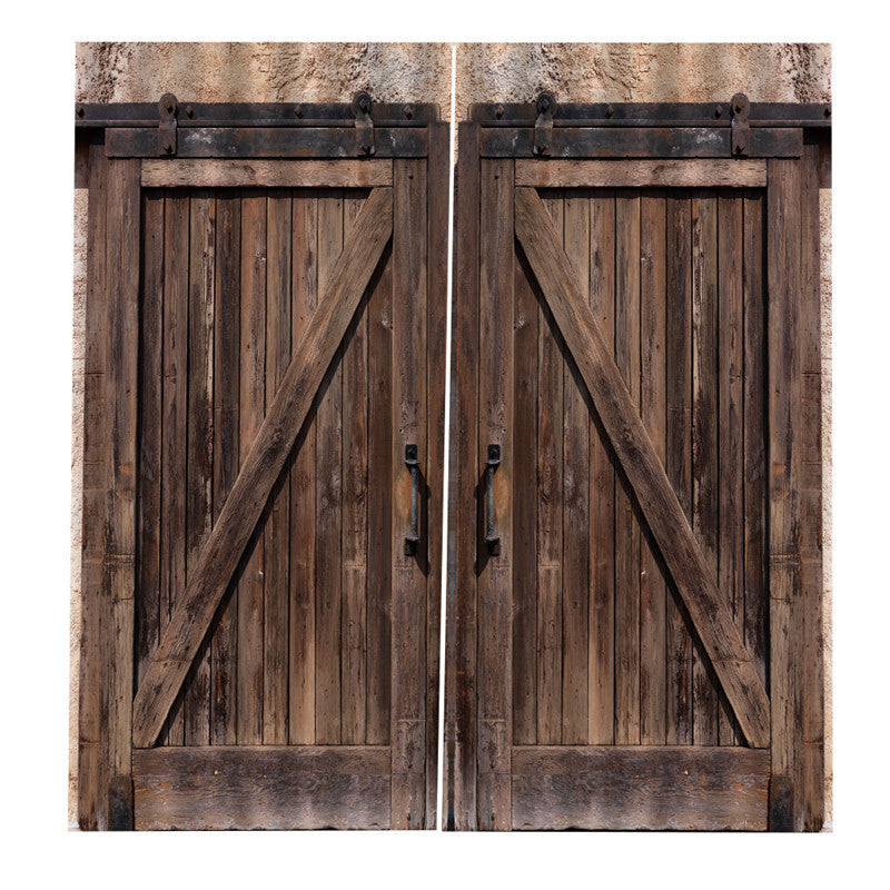 3D Old Wooden Barn Door Decorative Polyester Custom Blackout Curtains for Living Room and Bedroom