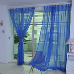 Cost-Effective Pure Colored Blue Custom Sheer Curtain