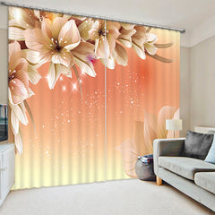 3D Beautiful Magnolia Flowers Printed Polyester Decoration Custom Curtain