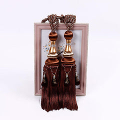 1 Pair Beaded Tassels Curtain Tiebacks Rope Holdbacks for Living room