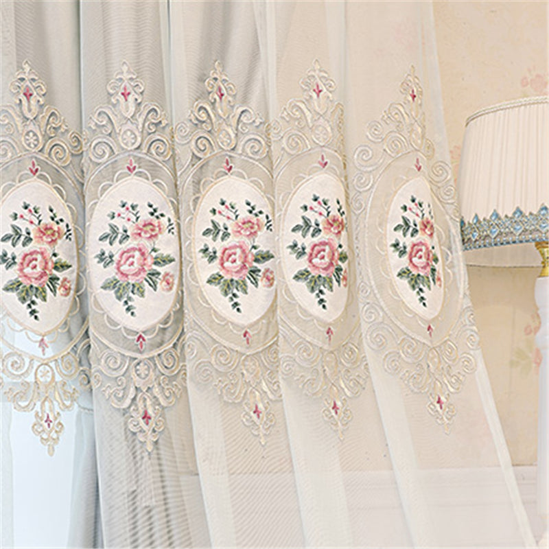 European Luxurious Embroidered Curtain Sets Sheer and Lining Thickened Blackout Curtains for Living Room Bedroom Decoration No Pilling No Fading No off-lining